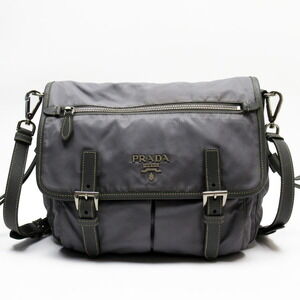 Prada crossbody shoulder bag gray leather classic favorite